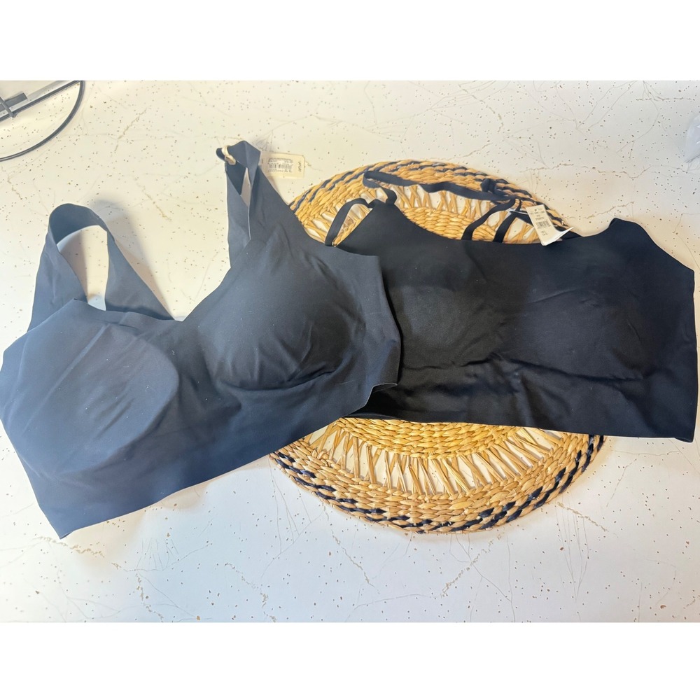 Aerie Smoothez and Offline Bundle Sport Bra Set Black Wireless Large DD NWT